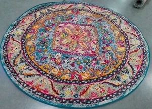 TURQUOI / BEIGE 6'-7" X 6'-7" Back Stain Rug Reduced Price 1172761696 PHX153K-7R - Picture 1 of 4