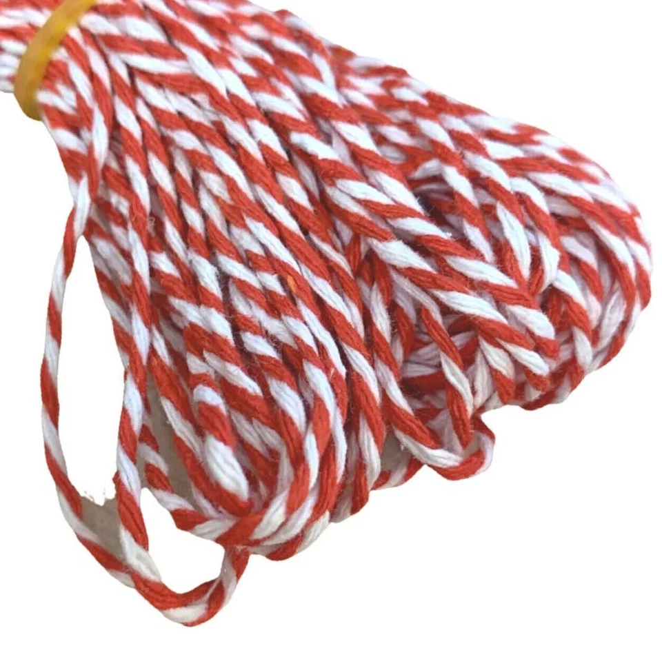 MAGIC OF Red White Christmas Bakers Twine 1m 5m 10m or 20m lengths wrapping Xmas