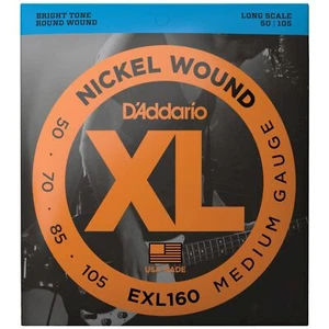 D'Addario EXL160 XL Nickel Wound Bass Guitar Strings, 50-105 Medium, Long Scale - Picture 1 of 4