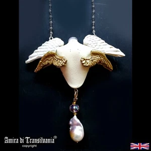 Guardian Winged Angels Archangel Cherub Lucky Amulet Talisman Pendant Necklace - Picture 1 of 24