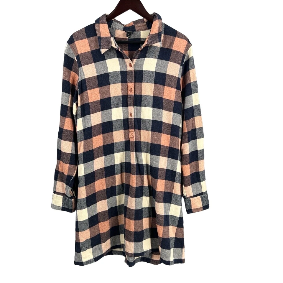 Patagonia Shirt Dress Plaid Flannel Long Sleeve Pockets Organic Cotton Large - Image 1 of 4