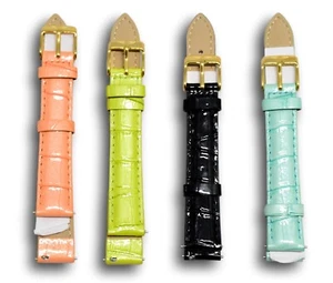 Invicta 16mm Watch Band Women's Gold Buckle Pointed Leather Watch Straps - Picture 1 of 11