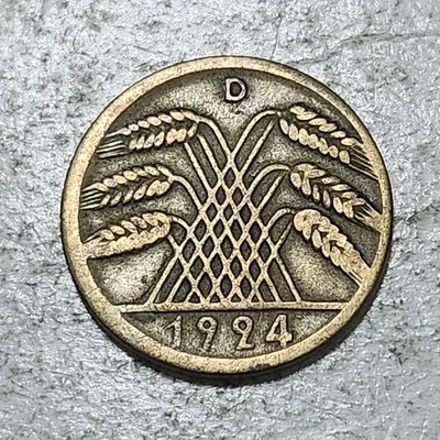 WEIMAR REPUBLIC (GERMANY) / TEN RENTENPFENNIG COIN 1924 D (MUNICH MINT) - Image 1 of 2