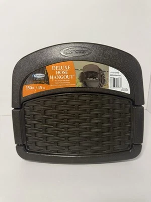 Suncast Hangout 150 Foot Resin Wicker Mounted Garden Storage Hose Rack, Brown - Image 1 of 3