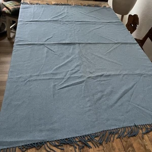 Alicia Adams Alpaca Blue Throw Blanket W/ Fringe 48" x 59" Made In Peru - Picture 1 of 10