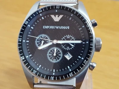 Reloj de Diseñador Hombre XL Emporio Armani AR-0585 Clásico Negro Cronógrafo Malla Foto 1 de 4