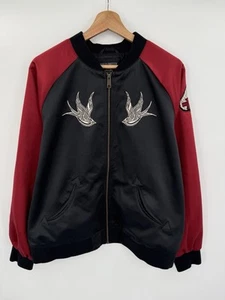 Harley Davidson Bombshell Satin Bird Rose Bomber Jacket Women's XL - Picture 1 of 6