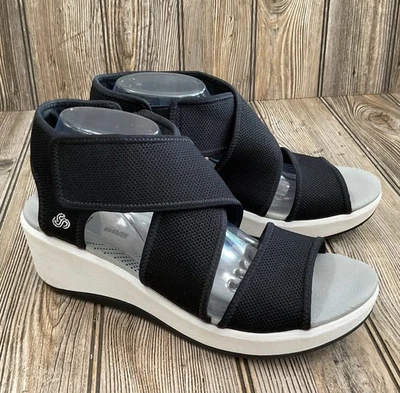 Sandalias Clarks para mujer talla 9,5 M Cloudsteppers Cali palma tiras cuña ajustable Foto 1 de 4