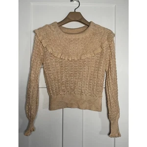 Suéter Free People Crazy In Love con Volantes Beige Talla MED Manga con Volantes - Imagen 1 de 10