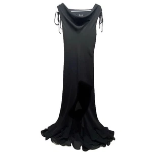 Studio Y Long Sheath Dress Women's 11/12 Black Sleeveless Chiffon Sheer Overlay - Picture 1 of 14