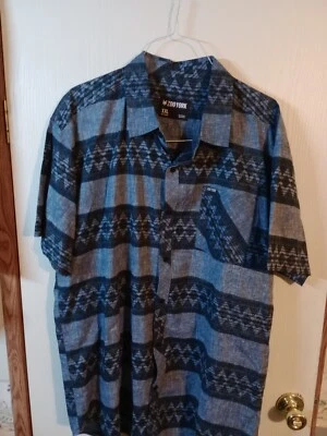 Zoo York Button Up Shirt Mens XXL Blue/ Gray Short Sleeve Pocket Casual Collared - Image 1 of 4