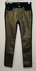 NWT 7 FOR ALL MANKIND Girls The Skinny Second Skin Legging Jeans Size 14 Gold - Picture 1 of 6