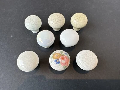 Porcelain Door Knob x8 Bundle Joblot - Painted Plain Crazed Effect - Image 1 of 4