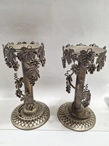2 pz Portacandele da studio argentieri placcato argento uva vite alto 9,5" - Foto 1 di 7
