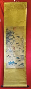 Overpainted scroll print Chinese Republic after Giuseppe Castiglione Emperor - Picture 1 of 12