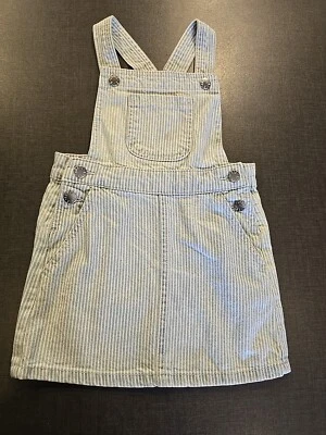 girls 3-4 years New Striped denim dress dungaree skirt pinafore clothes next day - Image 1 of 4