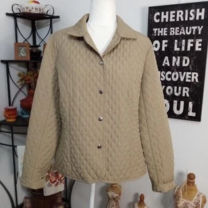 Briggs New York 14 Large Women's Tan Quilted Snap Up Collared Jacket Coat - Picture 1 of 6