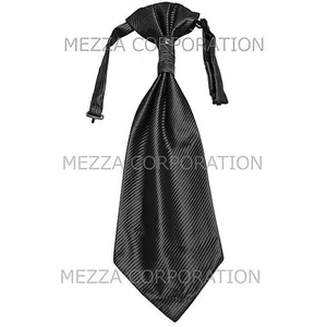 New Vesuvio Napoli Men's Polyester Ascot Cravat Necktie Stripes Party Black - Picture 1 of 1