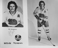 1973 ED GILBERT AHL NOVA SCOTIA VOYAGEURS AUTOGRAPH PHOTO NHL KANSAS CITY SCOUTS