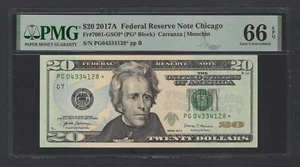 United States-Fed Res 20 Dollars 2017A Fr#7001-GSOI* (PG* Block) UNC Grade 66 - Picture 1 of 2