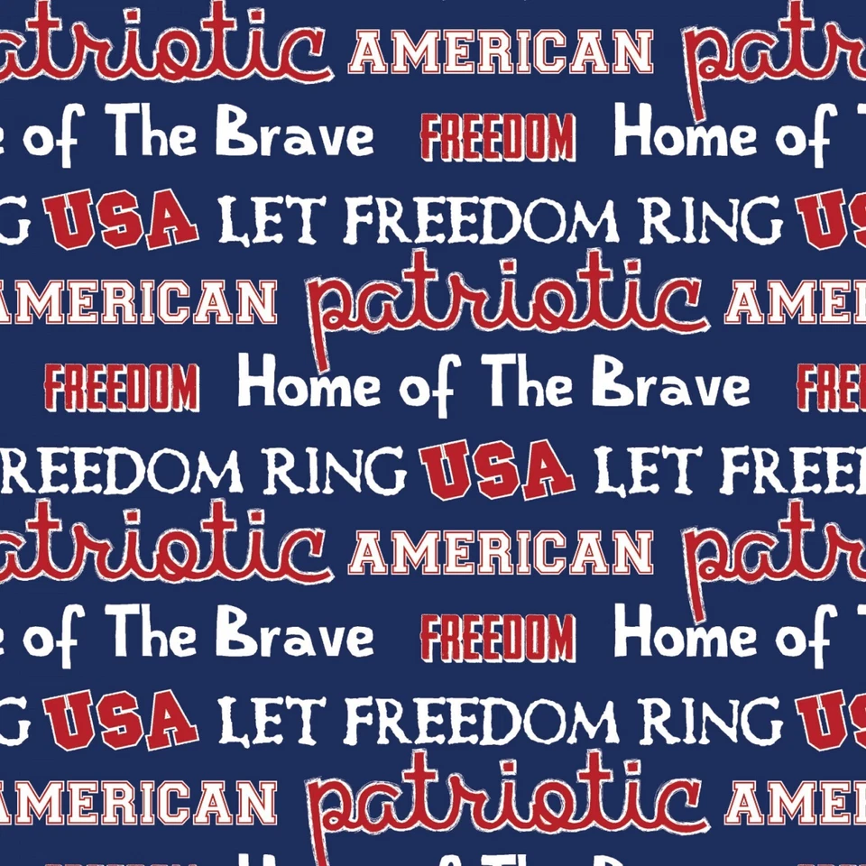 BTHY USA Patriotic American Freedom Home Brave Blue Cotton Fabric By Half Yard - Image 1 of 1