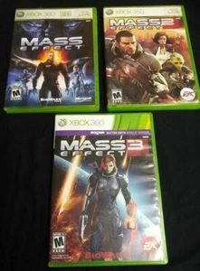 Complete FULL SET Mass Effect 1 2 and 3 XBOX 360 Rpg CASE MANUAL AND DISC(S) - Picture 1 of 1
