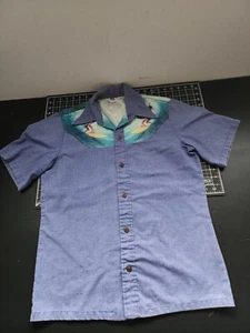Sundek Hawaiian Shirt Men's Size Small Blue Surfer Print - Picture 1 of 8