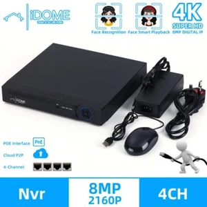 Grabadora NVR IDOME Home Security 8 canales 8mp 4k CCTV IP POE CÁMARA WIFI REINO UNIDO - Imagen 1 de 6
