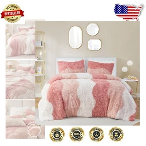 Weich & gemütlich Ganzjahres Kunstfell Bettdecke Set mit passenden Shams - Rouge Multi - Bild 1 von 11