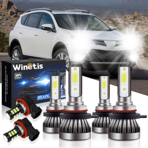 For Toyota RAV4 2013-2015 LED Headlight High Low Beam Fog Light Bulbs Combo Kit - Picture 1 of 9