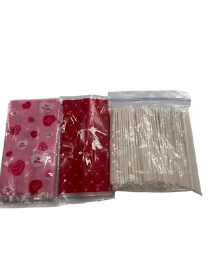 情人节零食袋棒套装粉红色箔领带派对礼品工艺品糖果b — 第 1/4 张图片