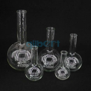 50-2000ml Borosilicato Vidrio Cuello Largo Matraz de Fondo Plano Termoestabilidad - Imagen 1 de 16