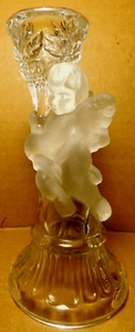 Unbranded~Candle Stick Holder Vintage Clear Glass With Frosted Cherub/ Angel - Picture 1 of 24