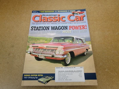 Coche clásico revista Hemmings septiembre 2008 1959 Chevrolet Parkwood vagón 1959 Dodge Foto 1 de 4