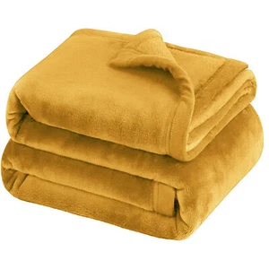 Ochre Mink Fleece Throws Ultra Soft Reversible Twin Queen Size Sofa Bed Blankets - Picture 1 of 60