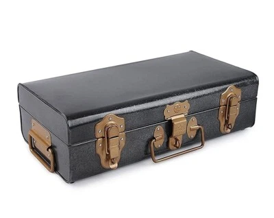 Steel Vintage Inspired Buxa Metal Rectangular Storage Trunk (Black) 14x7x4 in - Image 1 of 4