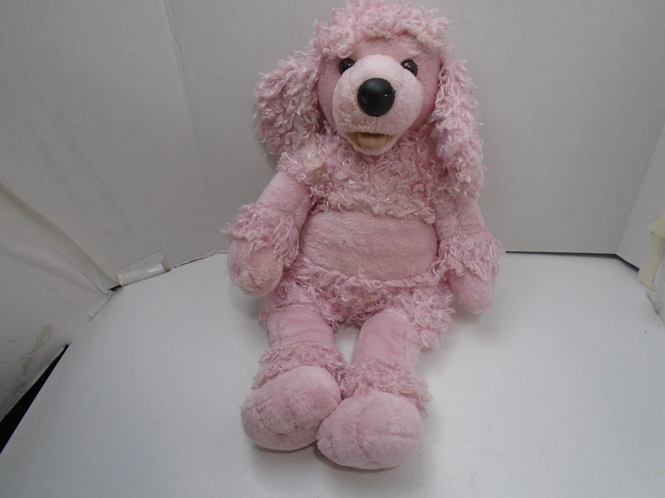 Build A Bear BAB Vtg Pink Plush POODLE Curly Hair Dog 18" Retired  Magnet Mouth - Image 1 of 4