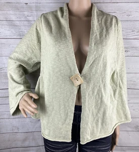 Willow Strickjacke Pullover klein pastell mint grün Einknopf Rüschen hinten BOHO - Bild 1 von 12