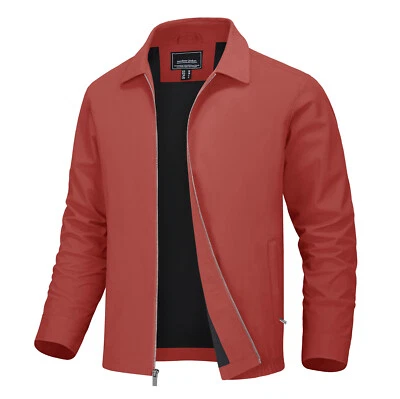 Chaqueta informal ligera delgada para hombre golf deportiva cortavientos panel frontal cremallera chaquetas Foto 1 de 4