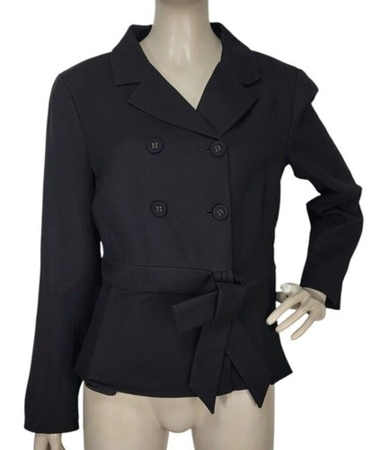 Giacca Blazer Valentino ROSSO Doppiopetto Peplum Fiocco Texturizzato Nero Italia