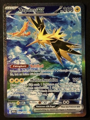 Pokemon Zapdos EX 202/165 MEW 151 SIR Holo DE NM-Mint - Bild 1 von 2