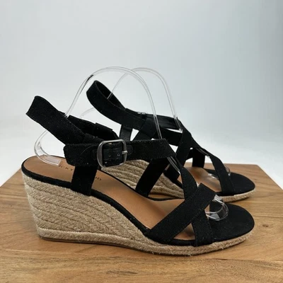 Nuevas sandalias de cuña para mujer Lucky Brand Mytila negras con tiras Esparille talla 10 M Foto 1 de 4