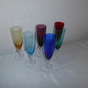 6 x Sektgläser Sekttulpen Sektglas Bunt Vintage 70 er Jahre Gläser H 19 cm - Bild 1 von 5