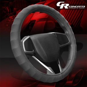 Cuero perforado negro con empuñaduras acanaladas estilo 14,5-15" cubierta del volante - Imagen 1 de 6