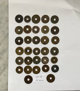 Asian China antique cash coins  Lot of 32 coins. Lot E - Picture 1 of 2