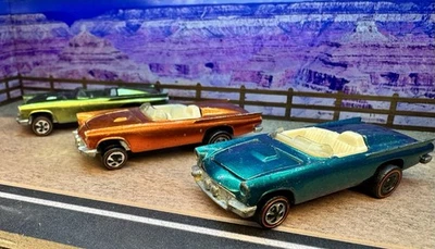 Lot Of 3 Hot Wheel Redlines - 1969 Classic ‘57-Birds In Aqua, Orange & Olive - Image 1 of 4