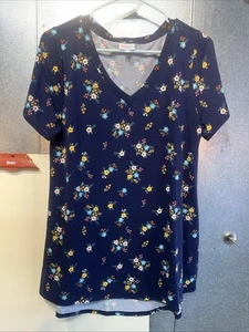 Lularoe Bluse Kurzarm Größe L Blumenmuster High Low dunkelblau - Bild 1 von 19