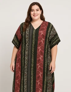 XXL Long Fovex Indian Block Foral/Paisley Print Long Maxi Kaftan Mumu Kleid - Bild 1 von 4