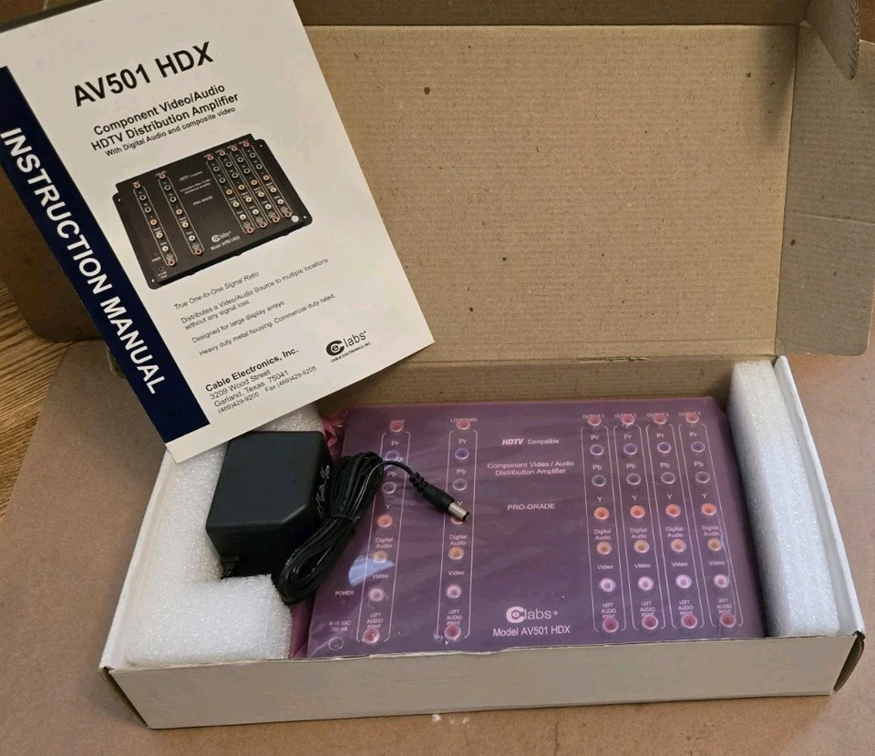 CE LABS AV501HDX 1 in 5 Out Component HDTV Distribution Amplifier NIB - Image 1 of 3