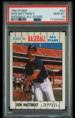 1990 FLEER BASEBALL ALL-STARS #24 DON MATTINGLY PSA 10 GEM MINT - Image 1 of 2